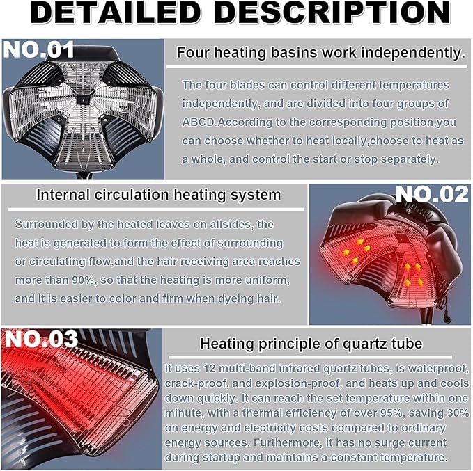 1000w Freestanding Hair Dryer Steam Hair Dryer with Led Display 4 Adjustable Wind Speeds Omnidirectional Heating Suitable for Professional Salons Spas and Home Use. Black