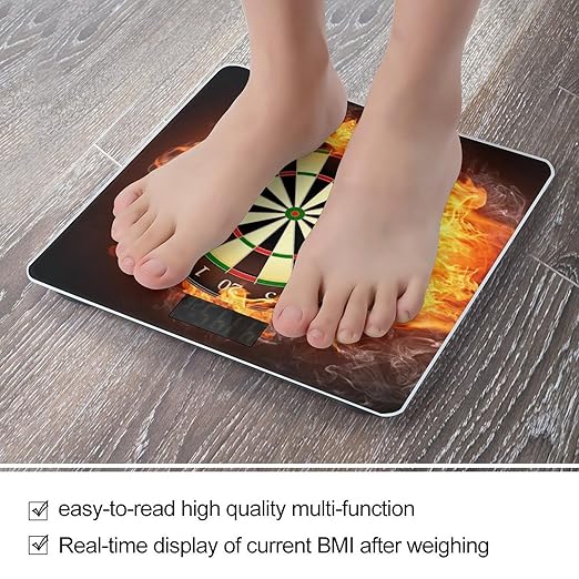 Dart Board Scale for Body Weight Anti-Slip Sturdy Tempered Glass Weighing Machine Highly Digital Accurate Bright LCD Bathroom Scale for Household Gift
