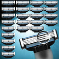 Razor Refills for Men 24 Count Compatible With Mach3 Razor Blade Refills Dual Lubrication Blades for Extra Close &amp Comfortable Shave Value Pack