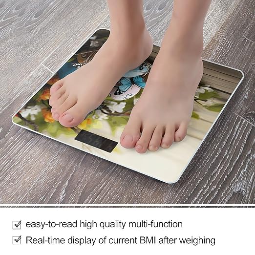 Easter Eggs with Butterfly Bathroom Scale for Body Weight Bathroom Weighing Scale with Backlit LCD Display Highly Accurate Measures Weight Up to 180kg