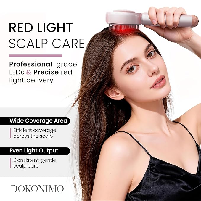 LED Scalp Massager Comb – 3-in-1 Red Light Hair Brush with Vibration &amp Rollers FSAHSA Eligible Wireless Scalp Massager for Relaxing Daily Hair Care Routine at Home PM084