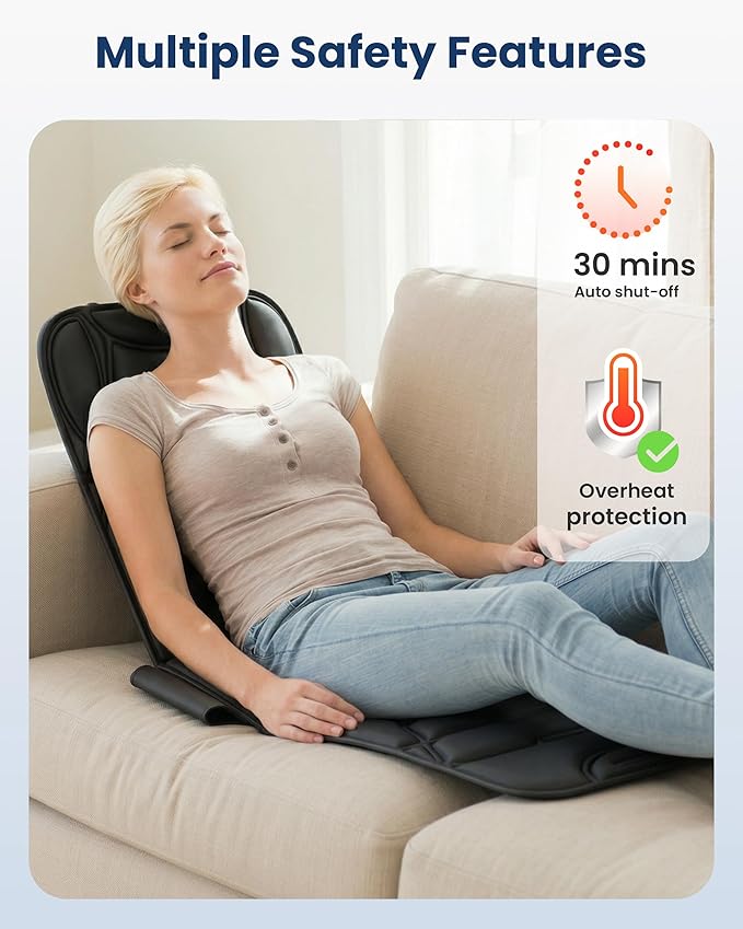 COMFIER Full Body Massage Mat Pad Heating Vibrating Massage Chair Pad with 10 Vibration Motors 5 Massage Modes and Auto Shut Off Gift for Men Women