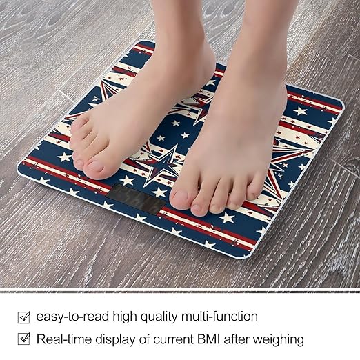 Patriot Star Line Scale for Body Weight Precision Bathroom Weighing Scales with Back Lit LCD Display Sturdy Tempered Glass Body Weight Scales Digital Bathroom Scale 400lb