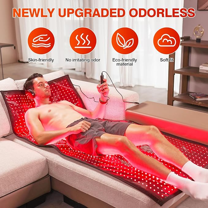 Red Light Therapy Mat for Body Red Light Therapy Blanket for Full Body 1280 LEDs 660nm Red &amp 850nm Near Infrared Light Therapy Pad for Pain Relief &amp Better Sleep
