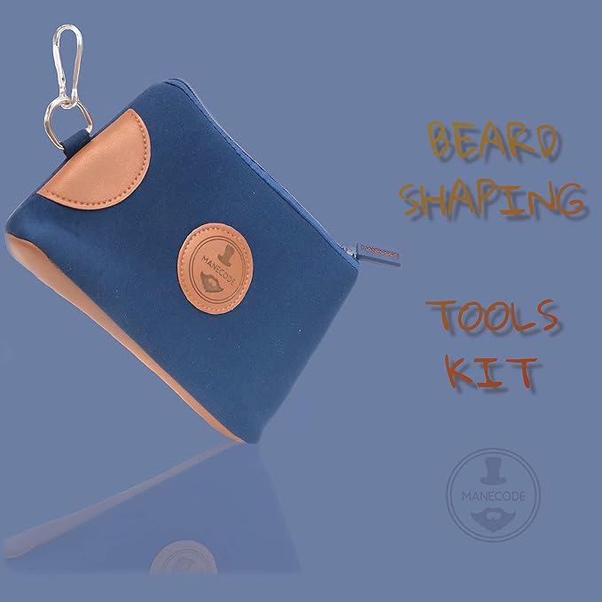 Beard Shaping Kit - Grooming Tools for Men - Adjustable Lineup Template Premium Wooden Comb Laser Sharpening Scissors All in Hygiene Travel Case