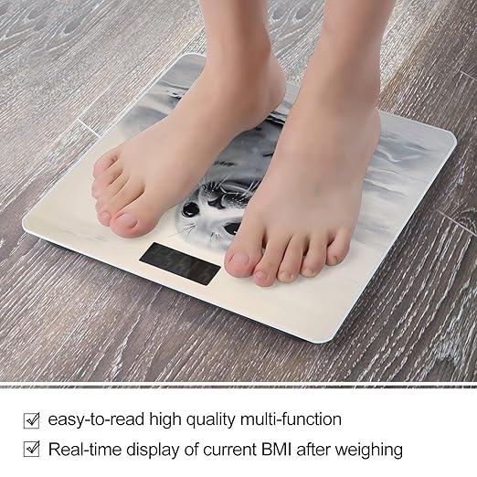 Harp Seal Painting Weight Scale Large Bathroom Scales Digital Weight with Bright LED Display Non Slip Automatic Weighing Scale Fashion Weighing Machine for Body