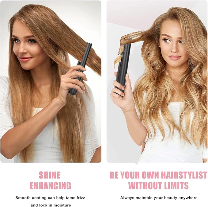 Mini Portable Cordless Hair StraightenerUSB RechargeableRapid Heating can Work continuously for 40 MinutesWireless Curling Iron for Travel (Black)