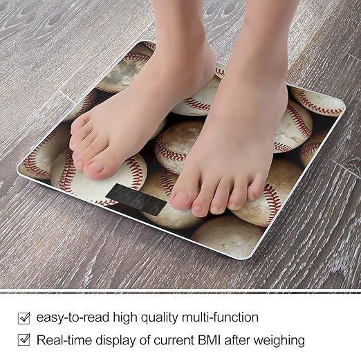 Automatic Switch Digital Bathroom Weighing Scale Smart Scale for Body Weight Vintage Baseball Ball