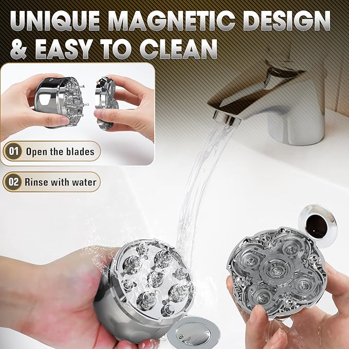 Head Shavers for Bald Men: Electric Rechargeble Rotary Head shaver - lPx7 Waterproof Quick Clean Razor for Bald Head for Home Travel Office Bath - Free Series Beard Trimmer for Mens Face Smooth