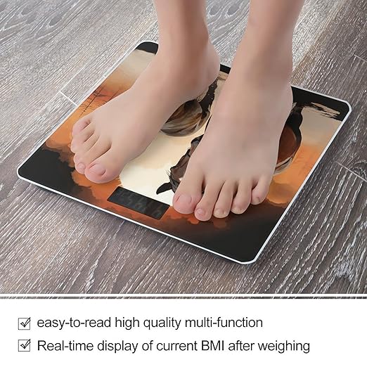 Brown Horse Silhouette Bathroom Scale Large LCD Backlight Display Digital Scale Rounded Corners Body Scales Automatic Power On/Off Bathroom Scales for Home Bedrooms