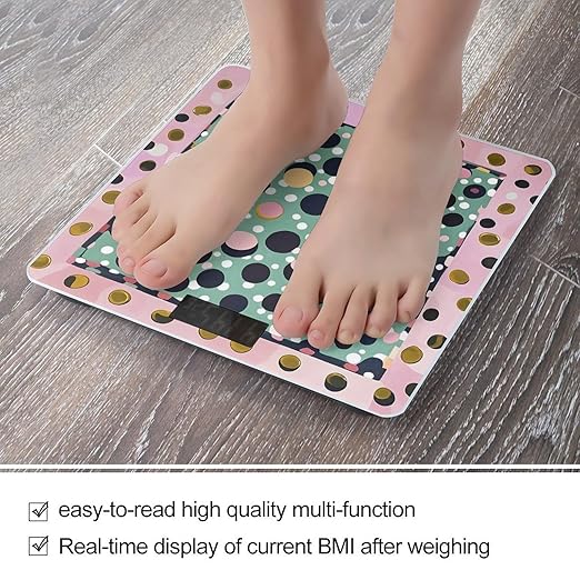 Beautiful Polka Dot Bathroom Scale for Body Weight 400 Lb Weight Scale with High Precision Sensors Tempered Glass Highly Accurate Digital Weighing Machine for People
