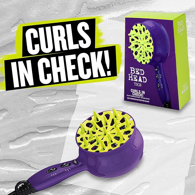 Bed Head Curls-in-Check 1875W Hair Diffuser Dryer | Great for Curly HairReduce Frizz &amp Static | Diffuser-Hair Dryer Enhances Natural CurlWaves &amp Texture(Pack of 3)