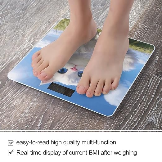 Blue-Eyed Snowball Smart Scale for Body Weight Digital Bathroom Scale Toughened Glass Weight Scale with Large LCD Backlight Display High Precision Scales Weighing Machine