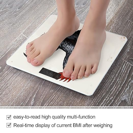 Black Rooster Bathroom Scale for Body Weight Bathroom Weighing Scale with Backlit LCD Display Highly Accurate Measures Weight Up to 180kg