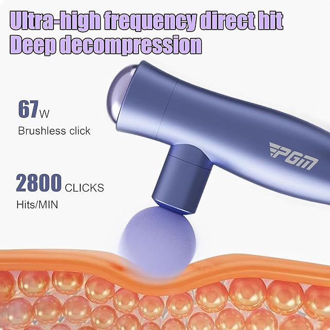 PGM Portable Massage Gun Deep Tissue Massage Gun Percussion Massager for Chronic Back Pain ReliefLightweight Hand held Electric Fascia Gun for Back Shoulder Pain ReliefNeck