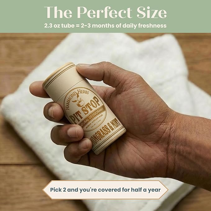 PIT STOP Deodorant - Aluminum-Free Plastic-Free All-Natural Odor Control (Tea Tree &amp Lavender Cedar &amp Doug Fir Bergamot &amp Lime) 3-Pack