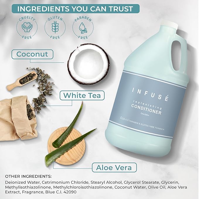 Terra Pure Infuse Hotel Conditioner | 1 Gallon | Designed to Refill Soap Dispensers (Set of 4)