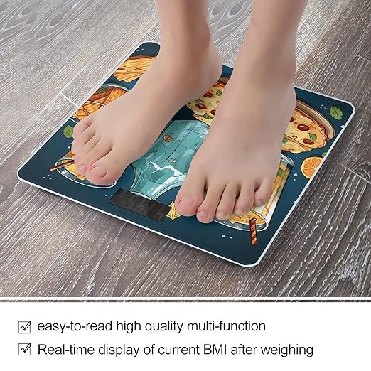 Movie Night Party Food Decorative Scale for Body Weight Precision Bathroom Weighing Scales with Back Lit LCD Display Sturdy Tempered Glass Body Weight Scales Digital Bathroom Scale 400lb