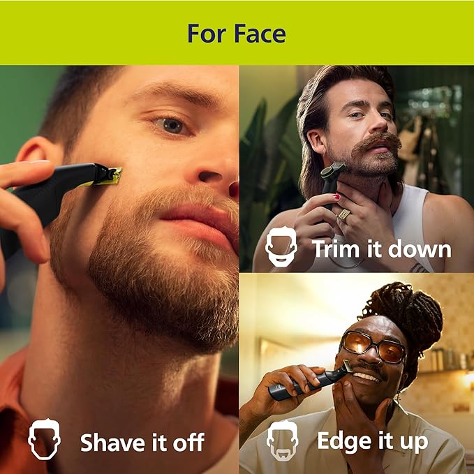 Philips Norelco OneBlade 360 Pro Face + Body Hybrid Electric Beard Trimmer Shaver and Bodygroomer with 360 Blade Technology Model QP6552/90
