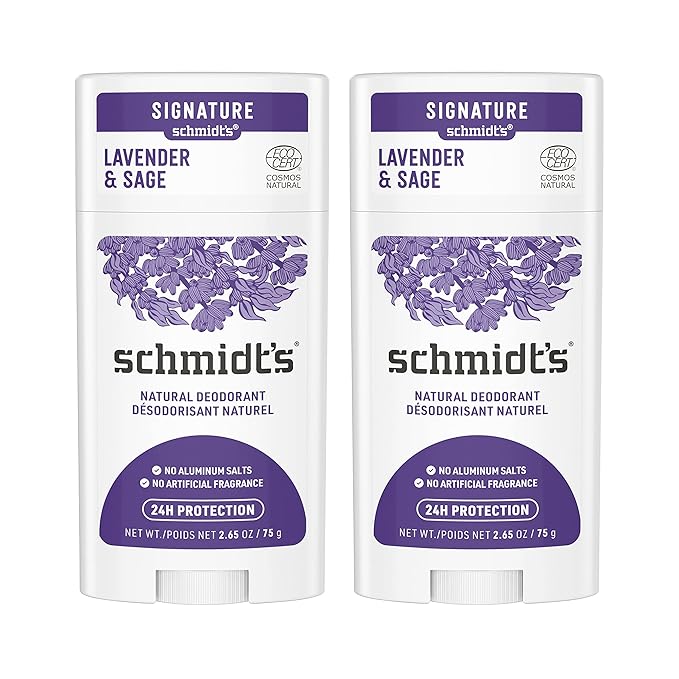 Schmidt's Aluminum Free Natural Deodorant Charcoal &amp Magnesium 2 Count For Women and Men &amp Aluminum Free Natural Deodorant for Women and Men Lavender and Sage
