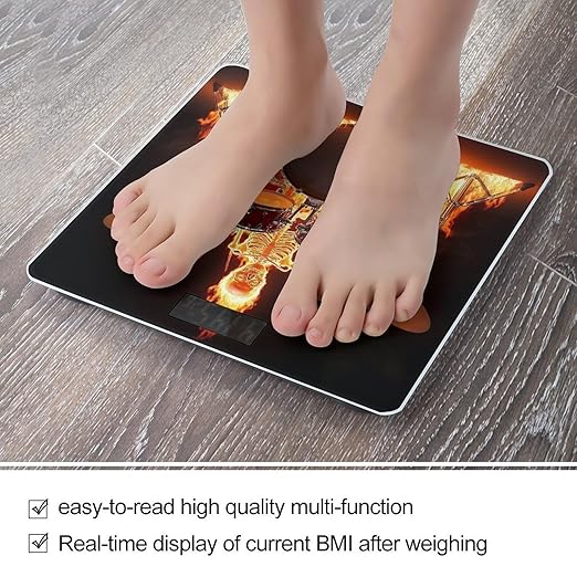 Energy Saving Scale Bathroom Weighing Scale Smart Scale for Body Weight Digital Rock Drum Fire Flame Skull Skeleton