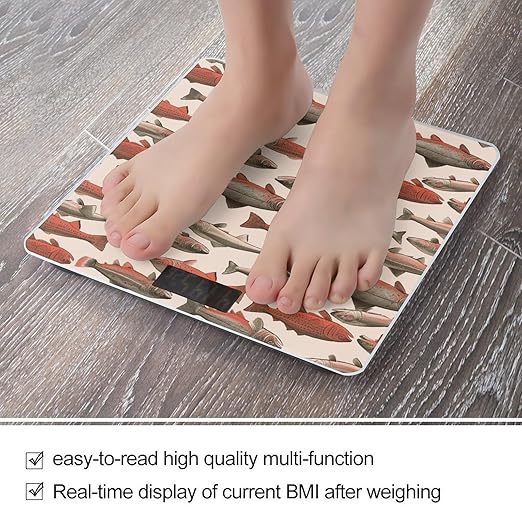 Salmon Bathroom Scale Rounded Smart Scale for Body Weight Automatic Power On/Off Weight Scales Accurate Bathroom Digital Scales for Pet Home Bedroom Kitchen
