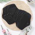 10 pcs Black Color with Black Snaps Reusable Sanitary Pads - Cloth Sanitary Pads | Light Incontinence Pads | Reusable Menstrual Pads (10pcs-M-Black)