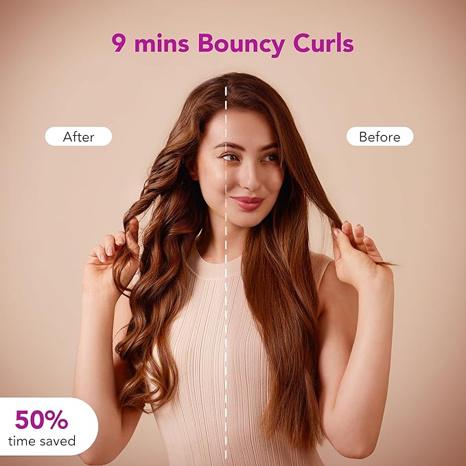 SKG Automatic Rotating Curling Iron 1-Inch Ceramic Barrel 2-Way Rotation 3 Heat Levels 60s Fast Heating 30-Min Auto Shut-Off Dual Voltage for Effortless Beach Waves &amp Curls
