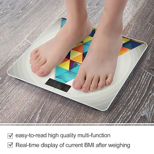 Colorful Triangle Weight Scale Digital Electronic Scales Bathroom Scale Larg LCD Backlight Display High Precisio MeasurementsTempered Glass
