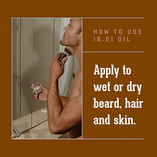 18.21 Man Made Hair Skin &amp Beard Oil for Men 4 Scents - Non-Greasy Conditioning Balm with Castor Seed Jojoba and Argan Oils - Premium Tattoo and Mustache Care Products