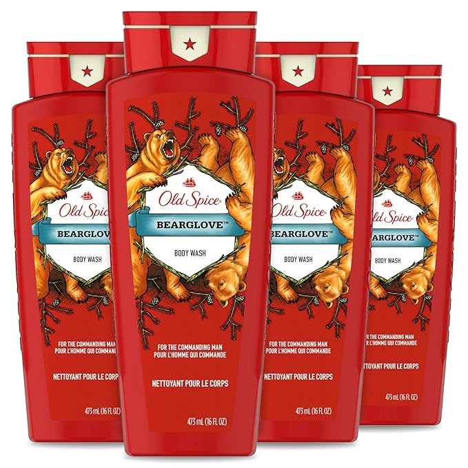 Body Wash for Men by Old Spice Wild Collection Men's Body Wash Bearglove 16 Fl Oz (Pack of 4)