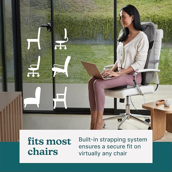 HoMedics Back Massager with Heat Shiatsu Elite II Heated Neck and Back Massage Cushion. 3 Different Massage Styles and 3 Massage Zones. Comes with Controller and Chair Straps