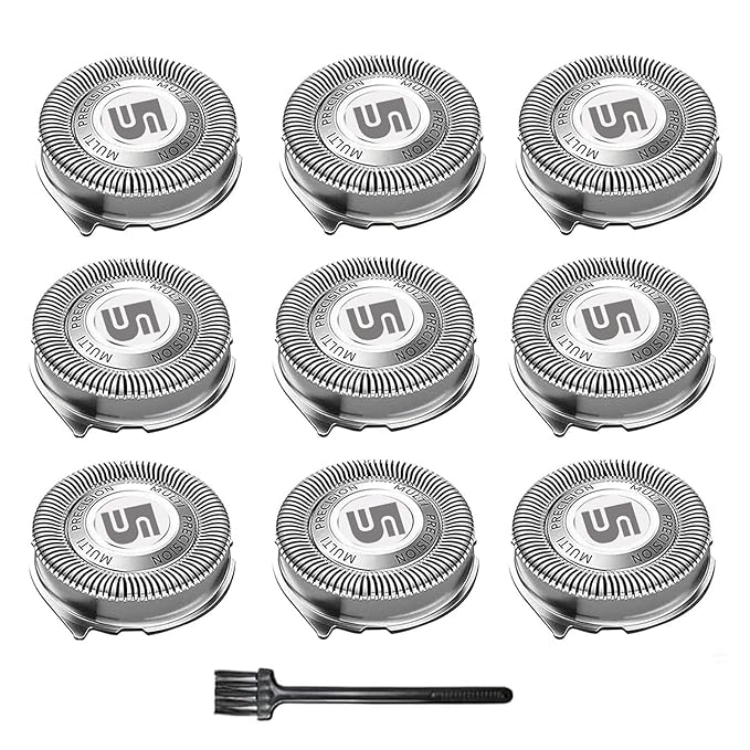 SH50 Replacement Heads for Philips Norelco Series 5000 Electric Shaver Blades for AquaTouch (S5xxx) PowerTouch (PT8xx PT7xx) 9-pc Pack