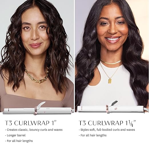 T3 CurlWrap Automatic Rotating Curling Iron with Longer Barrel 2 Timer Settings 9 Heat Settings Auto-Rotating Ceramic Barrel and Ion Generator for Fast Easy Curls and Waves on All Hair Types