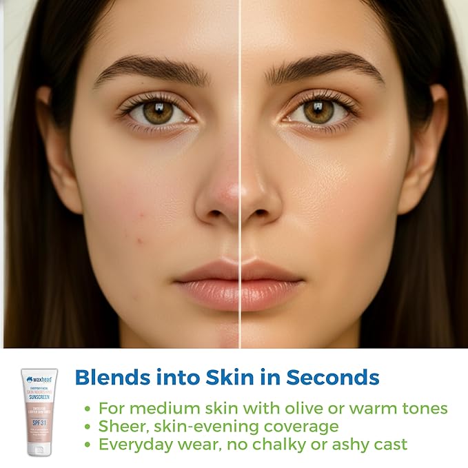 Waxhead Tinted Sunscreen for Face | Zinc Oxide Mineral SPF Stick | Zinc-Based Protection
