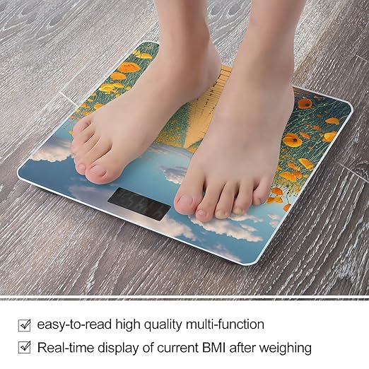 Poppies Field Yellow Brick Road Scale for Body Weight Smart Scales Digital Bathroom Scale High Precision Weighing Scales with Large Display Weighing Machine for People