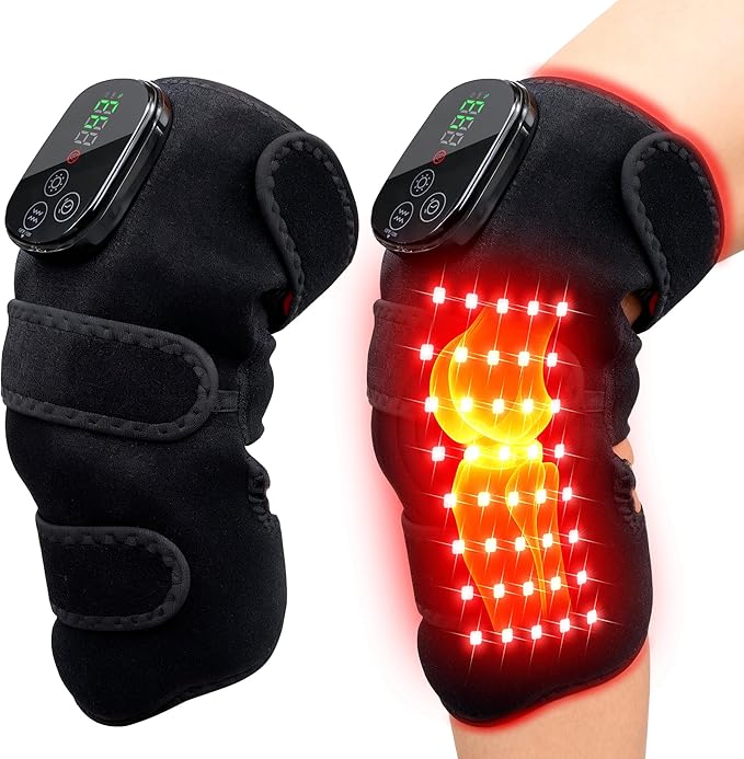 2PCS Knee Massager with Heat and Red Light Therapy 660nm&amp850nm Red Light Therapy Heated Device for Knee Elbow Shoulder Pain Relief Knee Brace for Women Grandma &amp Grandpa