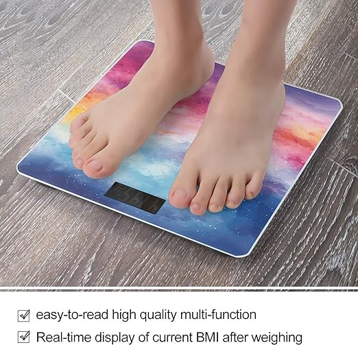 Digital Bathroom Scale for Body Weight Scale with Bright LCD Display High Accuracy Step-On Technology Auto On/Off Watercolor Background Digital Scales 400 Lbs /180kg