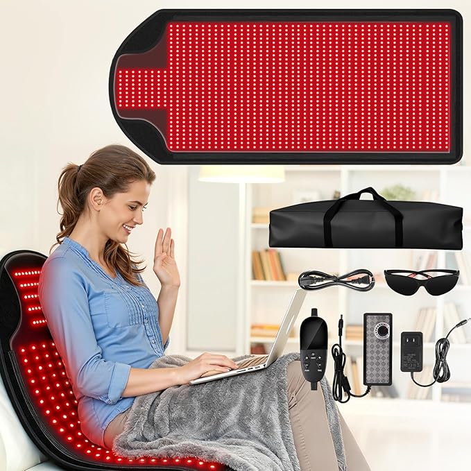 Large Infrared Light Mat with 1370 LEDs 74.8×33.5in Soft Red &amp Near-Infrared Glow for Leisure