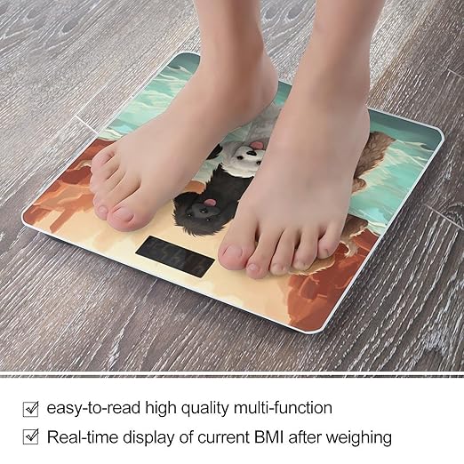 Poodles Dogs Scale for Body Weight Highly Accurate Digital Bathroom Scale Sturdy Tempered Glass Weighing Scales with LCD Display Fashion Body Fat Smart Scales 400lb