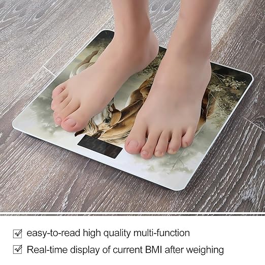 Animals Embroidery Paintings Horses Scale for Body Weight Safe Rounded Corners Tempered Glass Digital Bathroom Scale LED Display 400lb Capacity Weight Scales with High Precision Sensors