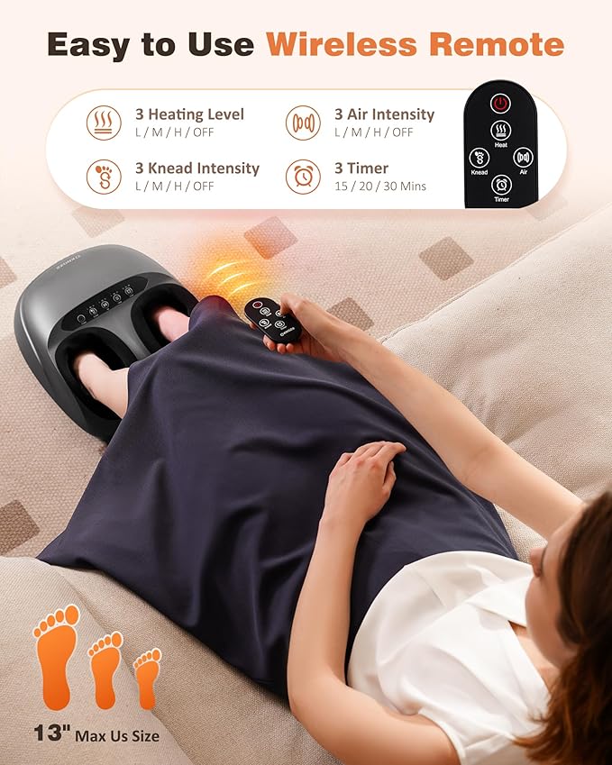 KNQZE Neck and Shoulder Massager with Heat Shiatsu Deep Kneading Foot Massager with Heat Compression