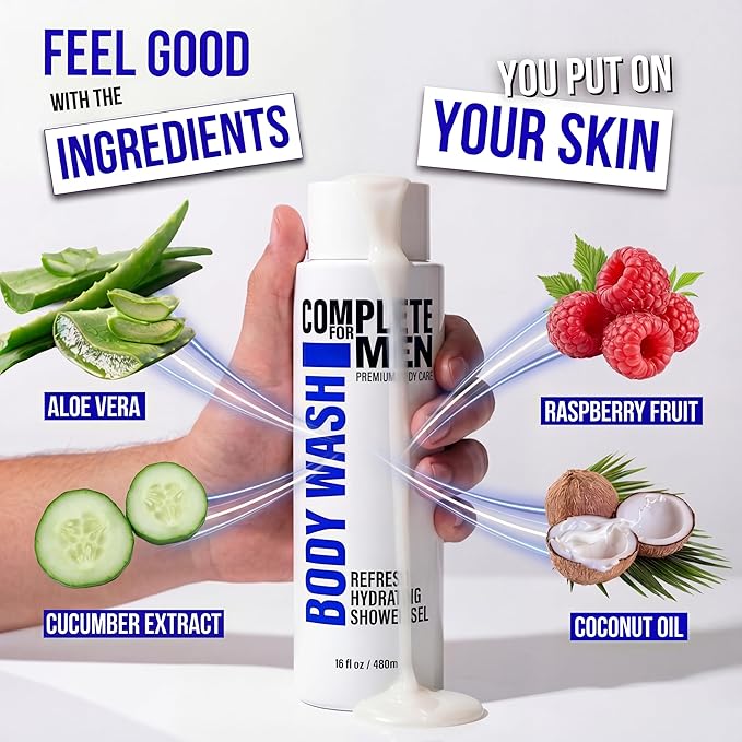 Men's Body Wash &amp Lotion Bundle: Cleanse Dirt and Odors Hydrate Skin for All-Day Moisturization Sulfate-Free Paraben-Free Skincare for Men Men's Shower Gel &amp Moisturizing Lotion