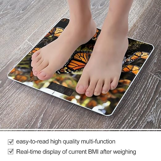 Heaps of Orange Monarch Butterflies Weight Scale Large Bathroom Scales Digital Weight with Bright LED Display Non Slip Automatic Weighing Scale Fashion Weighing Machine for Body