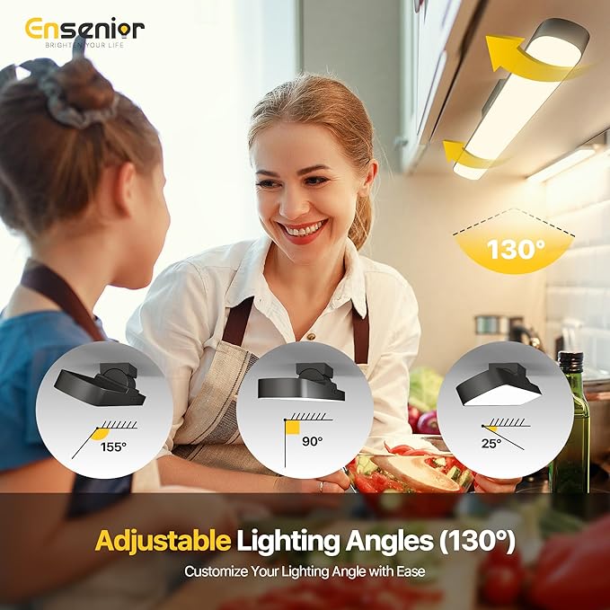 Upgraded Under Cabinet Lights Wireless 2500mAh Rechargeable Battery Operated Lights with Digital Display 130° Rotatable Magnetic Light Bar Remote Control Dimmable Stick On Light for Mirror School