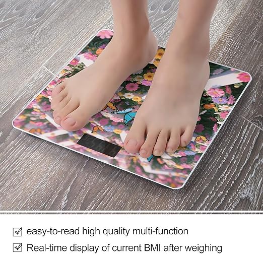 Flower Maze Weight Scale Large Digital Bathroom Scales with Bright LED Display Non Slip Digital Scale and Step On Fashion Weighing Machine for Body