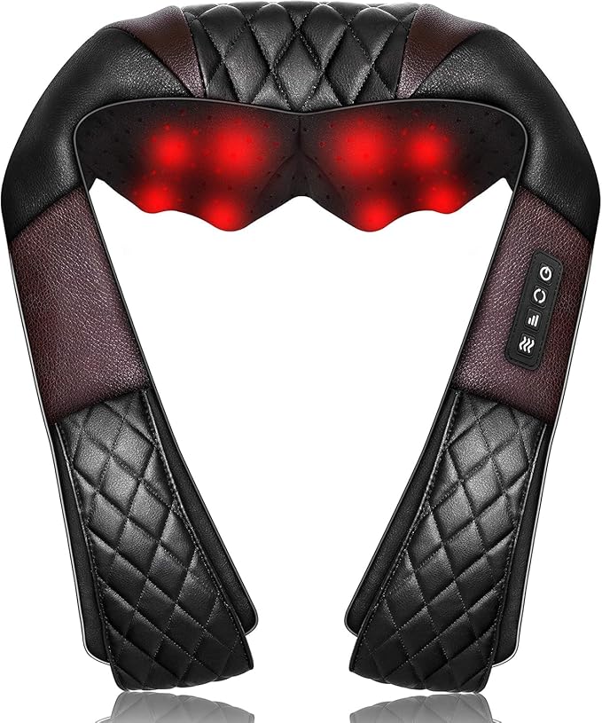 Shiatsu Neck and Back Massager with Heat Electric Deep Tissue 4D Kneading Massage Pillow for Shoulder Leg Body Muscle Pain Relief - Best Gifts for Women Men Mom Dad