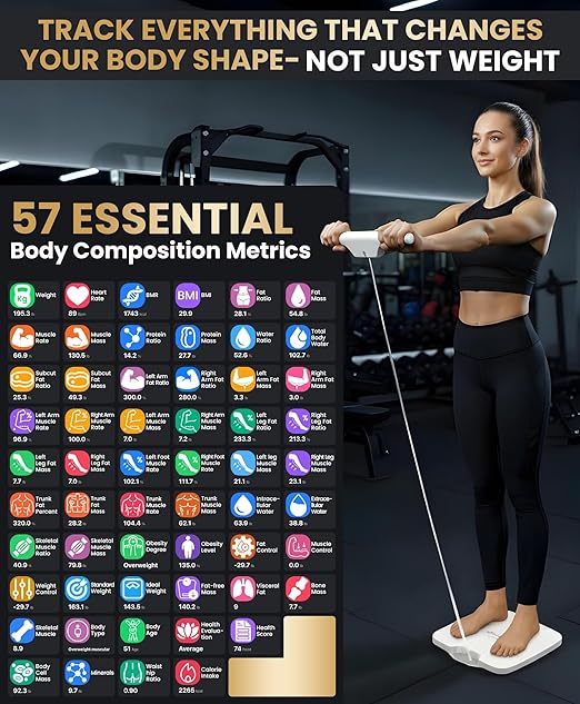 Homerz Body Fat Scale – Smart Scale with BMI Body Fat Muscle Mass Full Body Composition Scale with Body Fat Analysis Body Scan Scale with Handle Body Scanner Biometric Analyzer