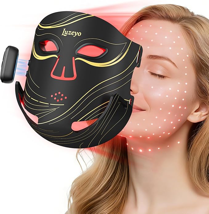 Wireless Red Light Therapy Mask for Face with 104 LEDs &amp 4 Modes – Anti-Wrinkle &amp Acne Treatment for Full Face Chin &amp Jawline Portable for Home &amp Travel Use Ideal Skincare Gifts for
