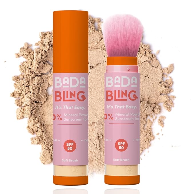 Bada Boom Bada Bling Shimmer Mineral Translucent Sunscreen Powder Brush on SPF 50 and Sparkles